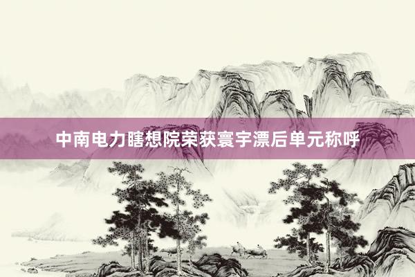 中南电力瞎想院荣获寰宇漂后单元称呼
